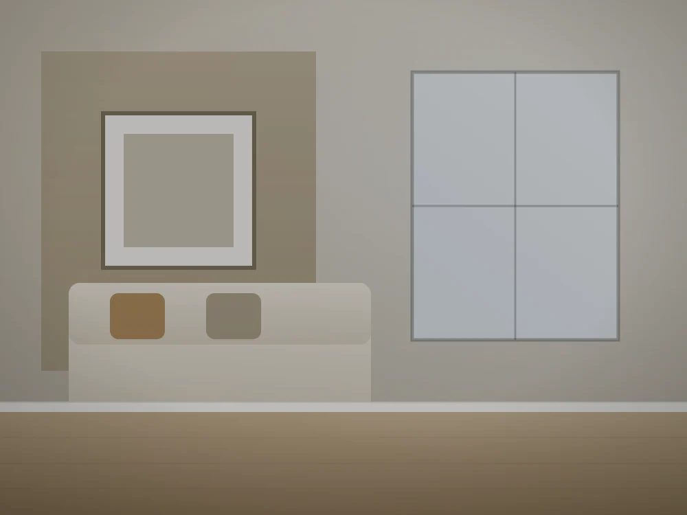 Living room decorated in soft neutral tones