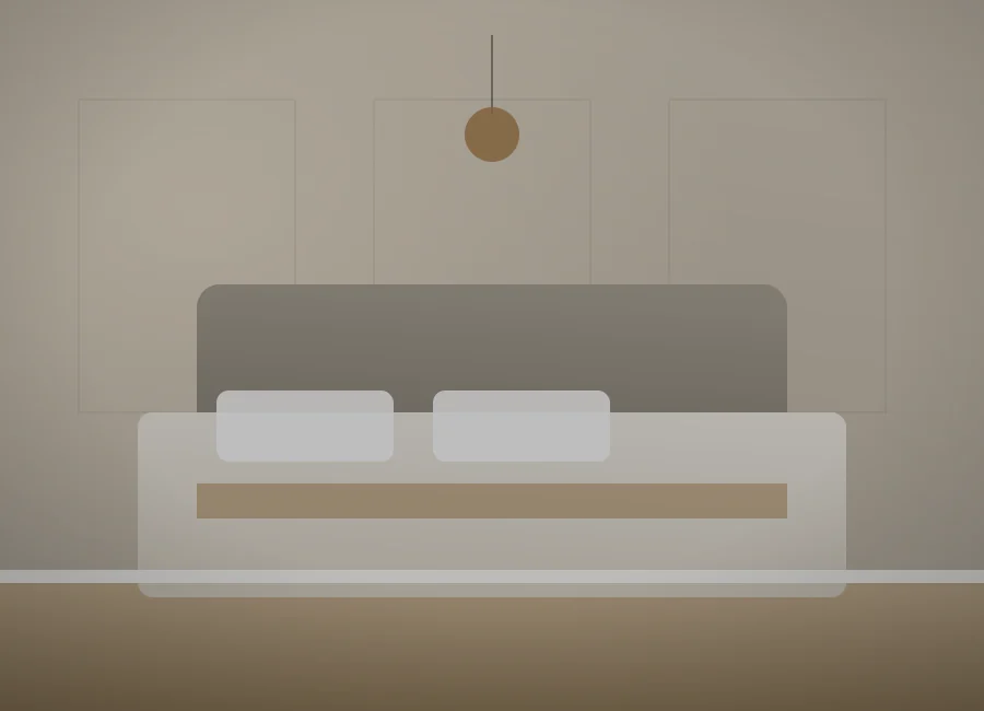 Calm, freshly decorated bedroom with soft neutral tones